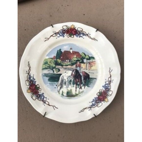 Old French Obernai faienceries Sarreguemines plate 8.25 inches Alsatian decor - Picture 1 of 6